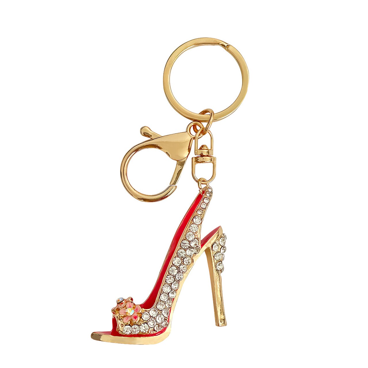 Wrapables Crystal Bling Key Chain Keyring Car Purse Handbag Pendant Charm, Pink High Heel